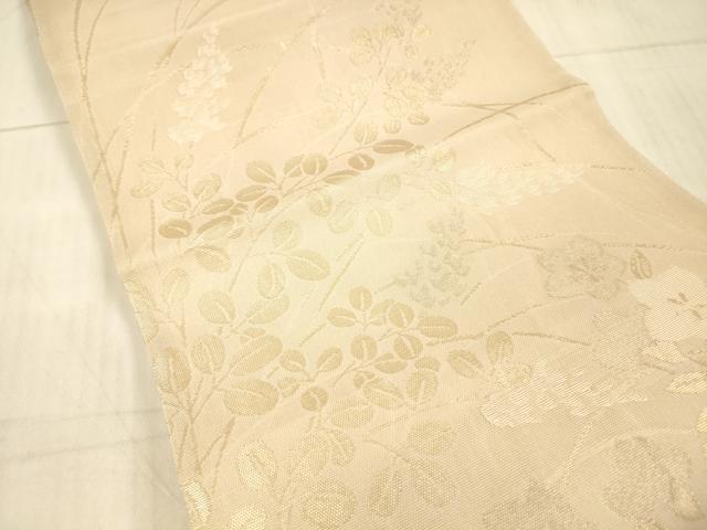 平和屋着物*夏物 六通柄袋帯 草花文 金銀糸 正絹 逸品 DAAX5590cm