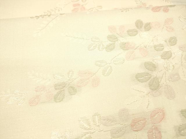 平和屋着物*夏物 六通柄袋帯 枝葉文 銀糸 正絹 逸品 DAAX5593cm
