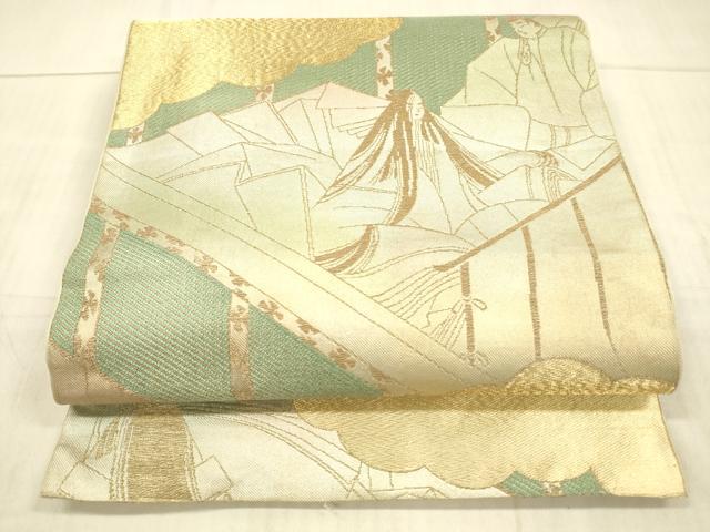 平和屋着物●西陣 川島織物 六通柄 本袋帯 人物文 金糸 正絹 逸品 DAAX5609cm