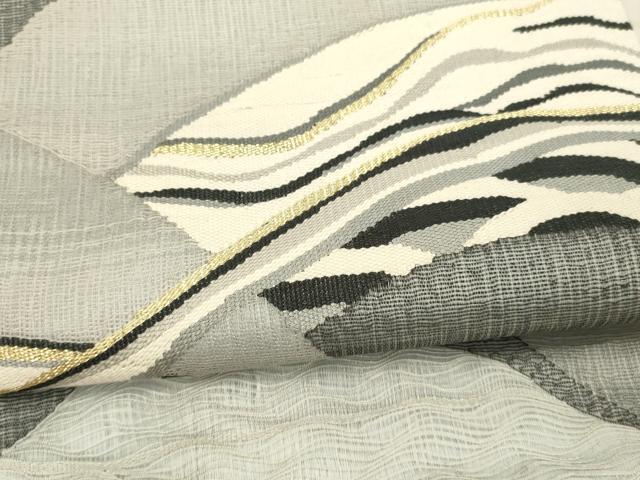 平和屋着物*夏物 太鼓柄袋帯 抽象文様 金糸 正絹 逸品 DAAX5646cm