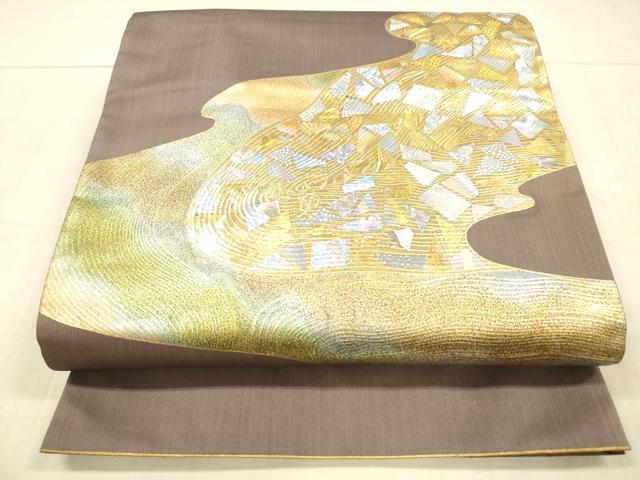 平和屋着物●太鼓柄袋帯 流水文 金彩 正絹 逸品 DAAX5647cm