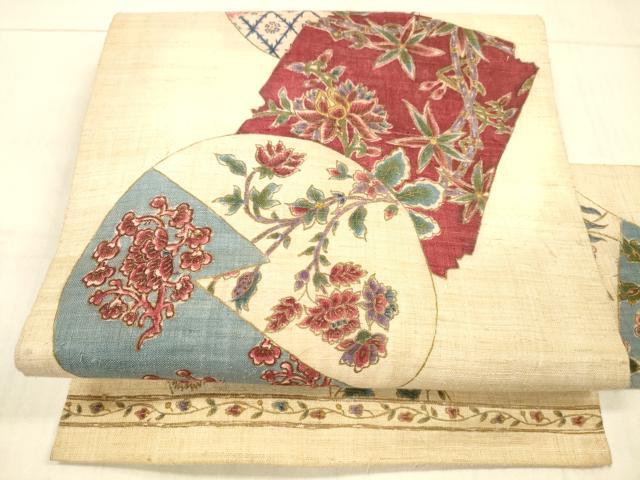 平和屋着物●九寸名古屋帯 草花文 金彩 DAAX5658cm