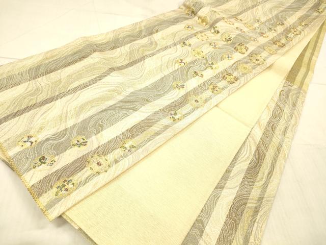 平和屋着物*夏物 六通柄袋帯 花鳥文 金糸 正絹 逸品 DAAX5677cm