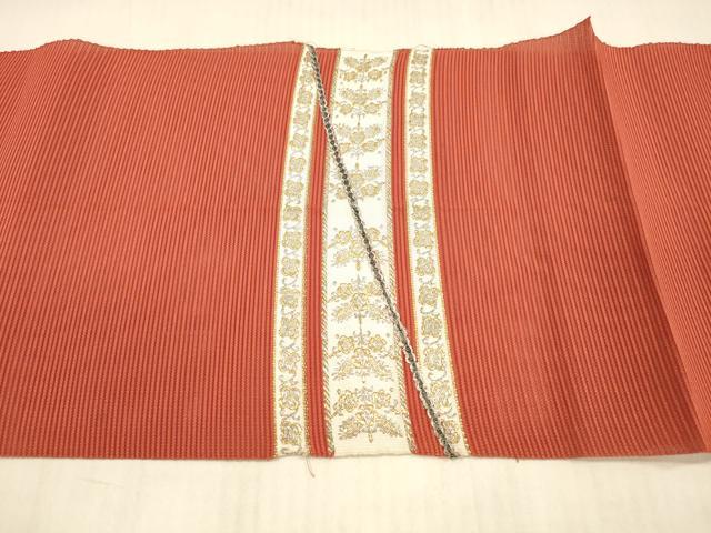 平和屋着物*夏物 絽綴れ 八寸名古屋帯 駒刺繍 草花文 金銀糸 正絹 逸品 DAAX5682cm