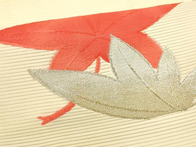 平和屋着物*夏物 絽綴れ 八寸名古屋帯 舞葉文 金銀糸 正絹 逸品 DAAX5683cm
