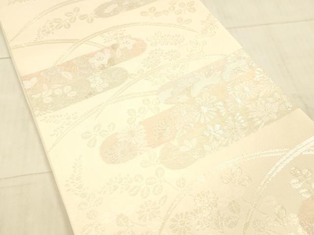 平和屋着物*夏物 六通柄袋帯 草花文 金銀糸 正絹 逸品 DAAX5693cm