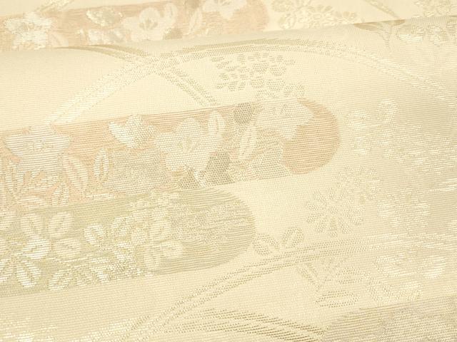 平和屋着物*夏物 六通柄袋帯 草花文 金銀糸 正絹 逸品 DAAX5693cm