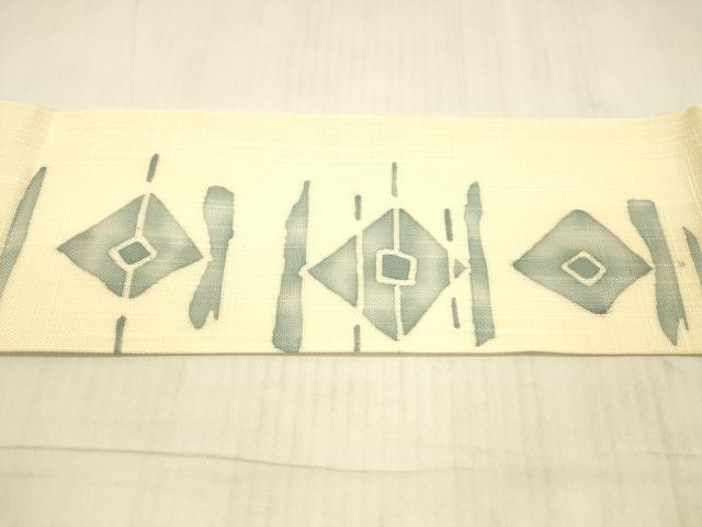 平和屋着物*夏物 九寸名古屋帯 本ろう纈染 手描き 抽象文様 麻 逸品 DAAX5699cm