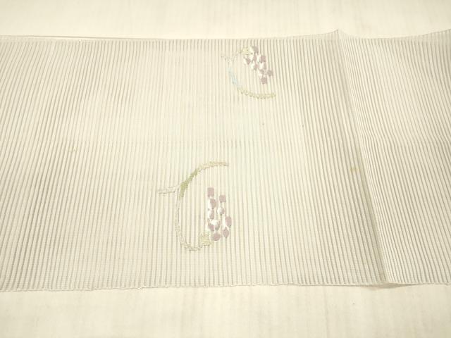 平和屋着物*夏物 絽綴れ 八寸名古屋帯 葡萄蔦の葉文 金銀糸 正絹 逸品 DAAX5700cm