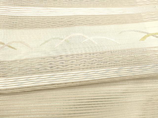 平和屋着物*夏物 絽綴れ 八寸名古屋帯 横段芝文 金銀糸 正絹 逸品 DAAX5707cm