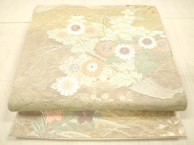 平和屋着物*夏物 六通柄袋帯 唐織 草花文 金銀糸 正絹 逸品 DAAX5724cm