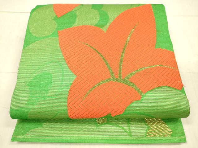 平和屋着物*夏物 六通柄 本袋帯 唐織 竜田川 金糸 正絹 逸品 DAAX5725cm