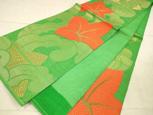平和屋着物*夏物 六通柄 本袋帯 唐織 竜田川 金糸 正絹 逸品 DAAX5725cm
