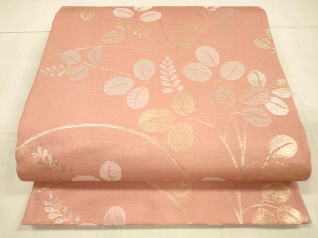 平和屋着物*夏物 六通柄袋帯 草葉文 金銀糸 正絹 逸品 DAAX5728cm