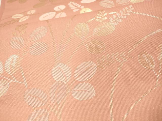 平和屋着物*夏物 六通柄袋帯 草葉文 金銀糸 正絹 逸品 DAAX5728cm