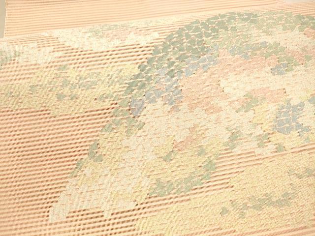 平和屋着物*夏物 絽綴れ 八寸名古屋帯 遠山文 銀糸 正絹 逸品 DAAX5731cm