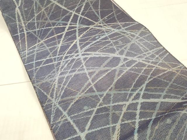 平和屋着物*夏物 八寸名古屋帯 草葉文 銀糸 正絹 逸品 DAAX5734cm