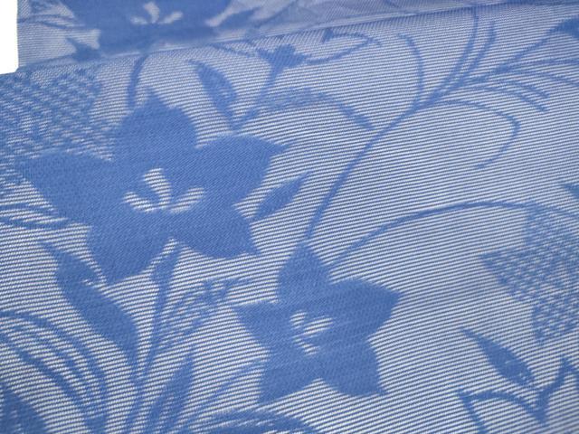 平和屋着物*夏物 九寸名古屋帯 草花文 紺色 正絹 逸品 DAAX5735cm