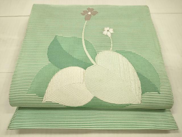 平和屋着物*夏物 絽綴れ 八寸名古屋帯 草花文 銀糸 正絹 逸品 DAAX5749cm