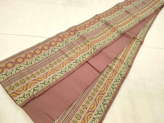 平和屋着物●本場筑前博多織 半幅帯 草花間道 正絹 逸品 DAAX5784cm