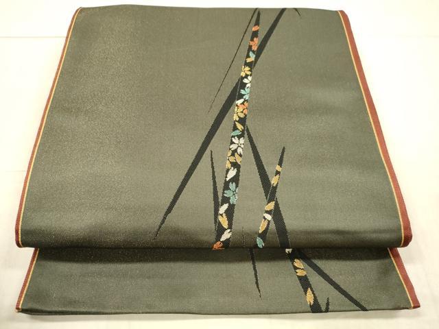平和屋着物●太鼓柄袋帯 舞花文 金銀糸 金通し地 正絹 逸品 DAAX5789cm