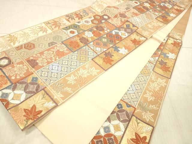 平和屋着物●六通柄袋帯 唐織 草花文 金糸 正絹 逸品 DAAX5805cm