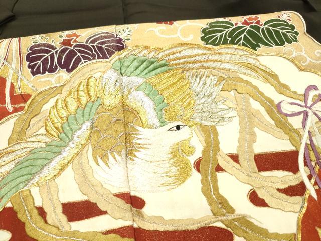 平和屋着物■豪華黒留袖 駒刺繍 鳳凰花唐草文 金彩 正絹 逸品 DAAX5859cm