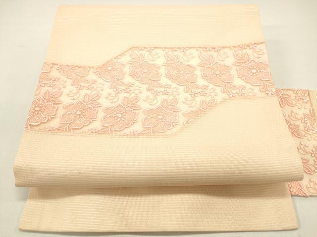 平和屋着物*夏物 九寸名古屋帯 総刺繍 草花文 正絹 逸品 DAAX5876cm
