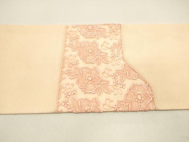 平和屋着物*夏物 九寸名古屋帯 総刺繍 草花文 正絹 逸品 DAAX5876cm
