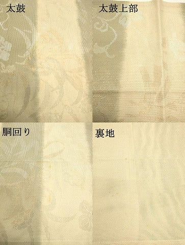 平和屋着物*夏物 六通柄袋帯 草花文 金銀糸 正絹 逸品 DAAX5886cm