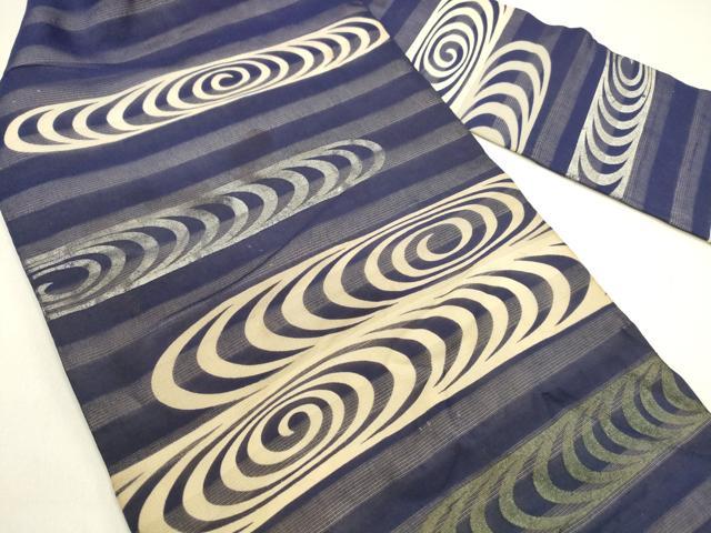 平和屋着物*夏物 アンティーク 大正ロマン 九寸名古屋帯 流水文 正絹 逸品 DAAX5888cm