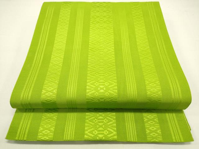 平和屋着物*夏物 博多織 八寸名古屋帯 献上 黄緑色 DAAX5894cm