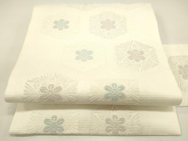 平和屋着物*夏物 九寸名古屋帯 唐織 舞花文 銀糸 正絹 逸品 DAAX5896cm