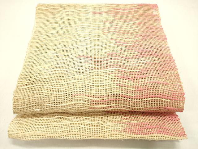 平和屋着物*夏物 八寸名古屋帯 よろけ縞 正絹 逸品 DAAX5898cm