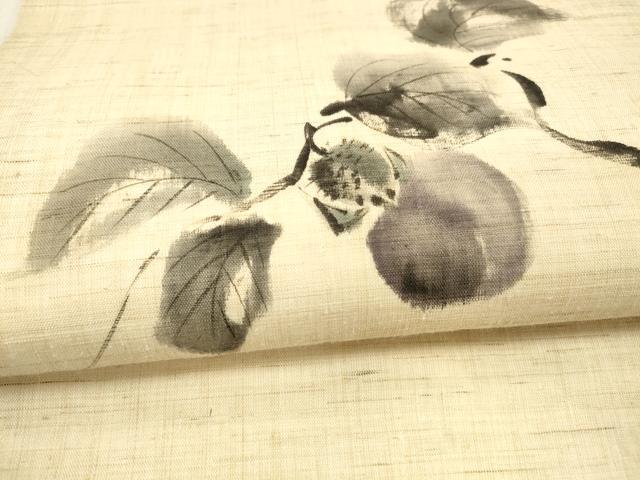 平和屋着物*夏物 九寸名古屋帯 手描き 成り物 麻 逸品 DAAX5906cm