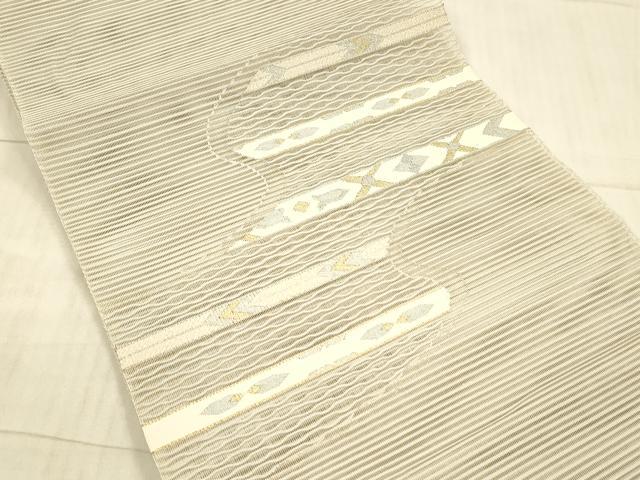 平和屋着物*夏物 絽綴れ 八寸名古屋帯 抽象文様 金銀糸 正絹 逸品 DAAX5919cm