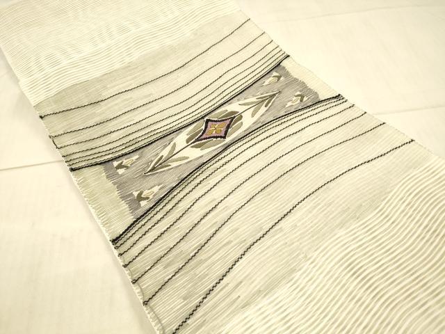 平和屋着物*夏物 絽綴れ 八寸名古屋帯 草花文 正絹 逸品 DAAX5922cm