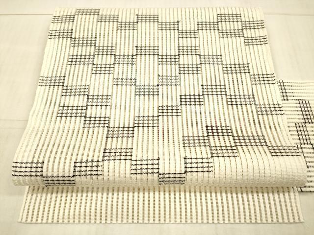 平和屋着物*夏物 八寸名古屋帯 抽象文様 正絹 逸品 DAAX5923cm