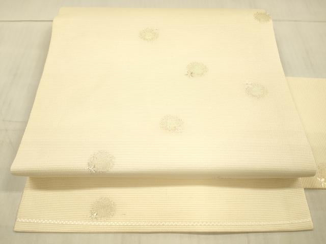 平和屋着物*夏物 九寸名古屋帯 刺繍 舞花文 金銀糸 正絹 逸品 DAAX5930cm