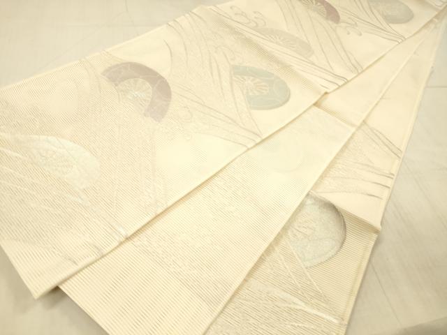 平和屋着物*夏物 六通柄袋帯 流水片輪車文 銀糸 正絹 逸品 DAAX5934cm