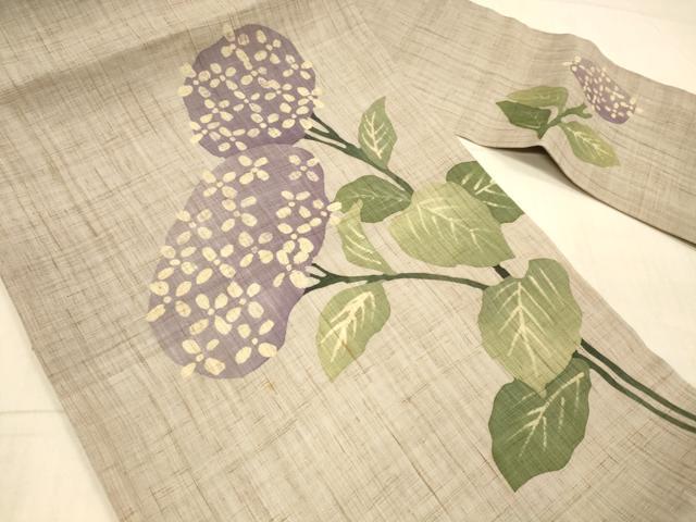 平和屋着物*夏物 九寸名古屋帯 紫陽花 麻 逸品 DAAX5937cm