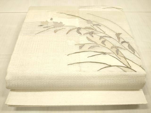 平和屋着物*夏物 太鼓柄袋帯 草葉文 正絹 逸品 DAAX5944cm
