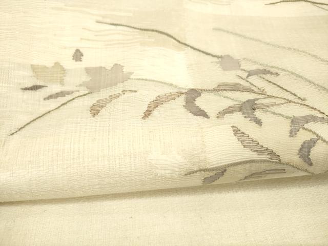 平和屋着物*夏物 太鼓柄袋帯 草葉文 正絹 逸品 DAAX5944cm