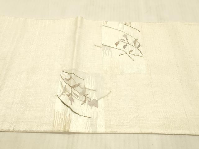 平和屋着物*夏物 太鼓柄袋帯 草葉文 正絹 逸品 DAAX5944cm