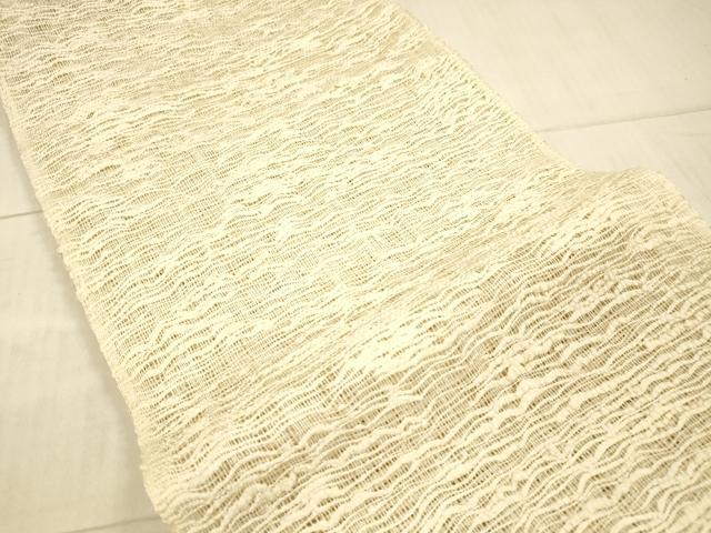 平和屋着物*夏物 八寸名古屋帯 抽象文様 薄卵色 正絹 逸品 DAAX5945cm