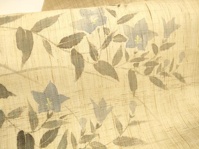平和屋着物*夏物 染色作家 桐山紫香 手描き 九寸名古屋帯 蜻蛉草花文 金彩 麻 逸品 DAAX5948cm