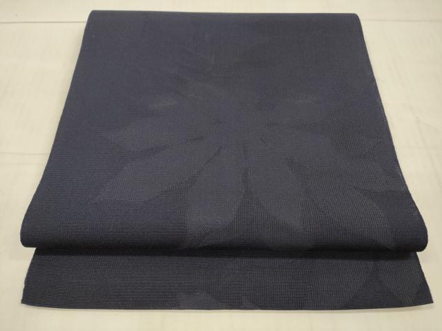 平和屋着物*夏物 八寸名古屋帯 舞葉文 鉄紺色 正絹 逸品 DAAX5950cm