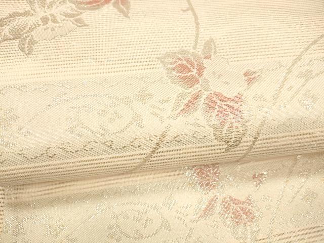 平和屋着物*夏物 六通柄 京袋帯 花唐草文 銀糸 DAAX5957cm