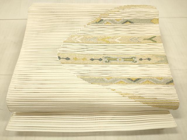 平和屋着物*夏物 絽綴れ 八寸名古屋帯 抽象文様 金銀糸 正絹 逸品 DAAX5962cm