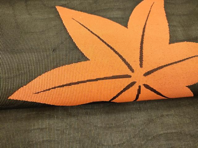 平和屋着物*夏物 九寸名古屋帯 舞葉文 黒地 正絹 逸品 DAAX5965cm